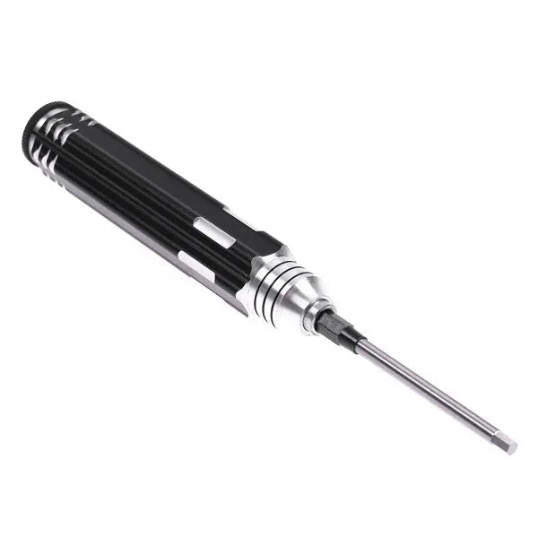 Black four-piece hexagon socket screwdriver set for aeromodelling with aluminium handle