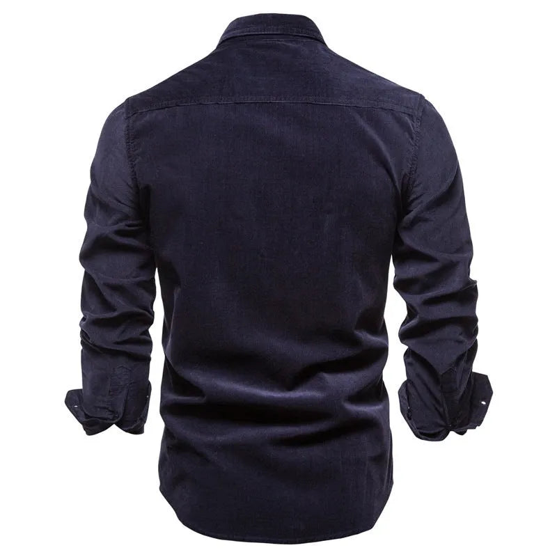 Men's long sleeve linen shirt available in multiple colours with Asian fit sizing options