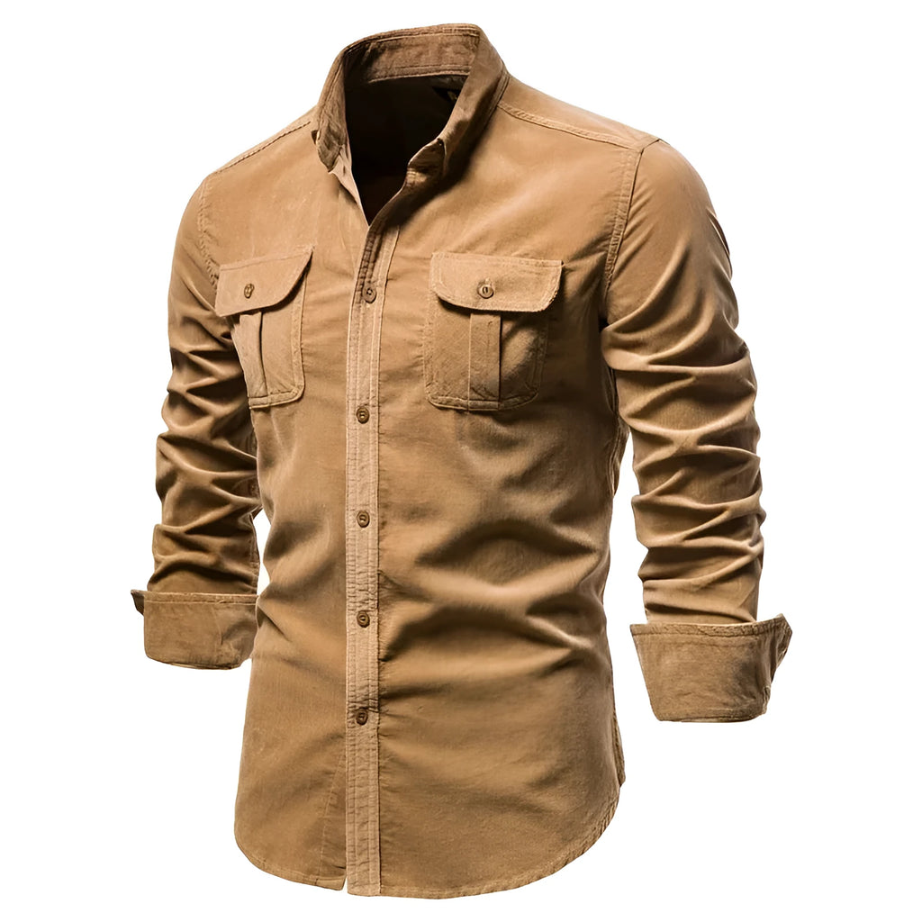 Men's long sleeve linen shirt available in multiple colours with Asian fit sizing options
