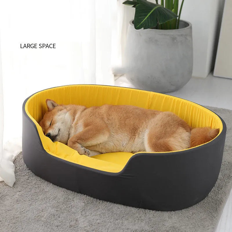 Washable cloth pet kennel for cats and dogs in black or green, shown in S, M, and L sizes.