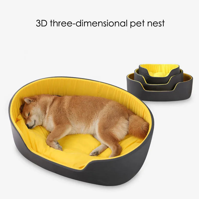 Washable cloth pet kennel for cats and dogs in black or green, shown in S, M, and L sizes.
