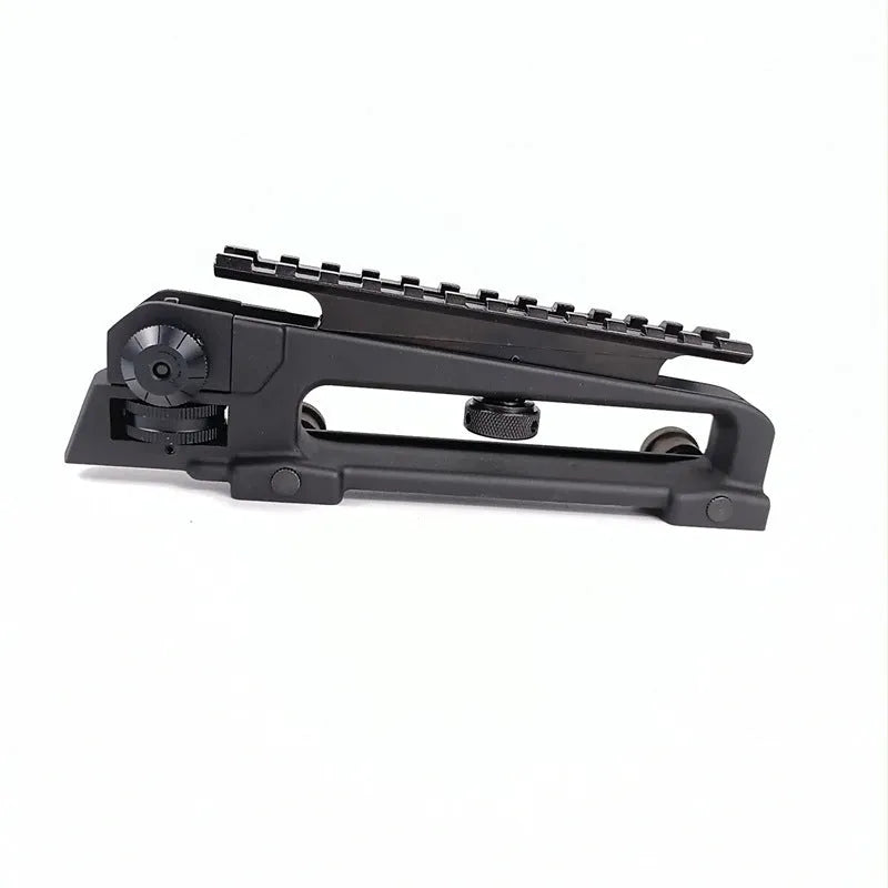 Metal lifting handle rail attached to a rail system, available in handle and handle rail colour options.