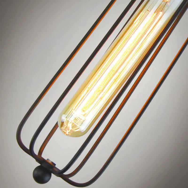 Brown iron Nordic retro industrial chandelier with fishing line design for ceiling lighting.