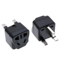 Square three plug universal power adapter with UK grounding in black or white