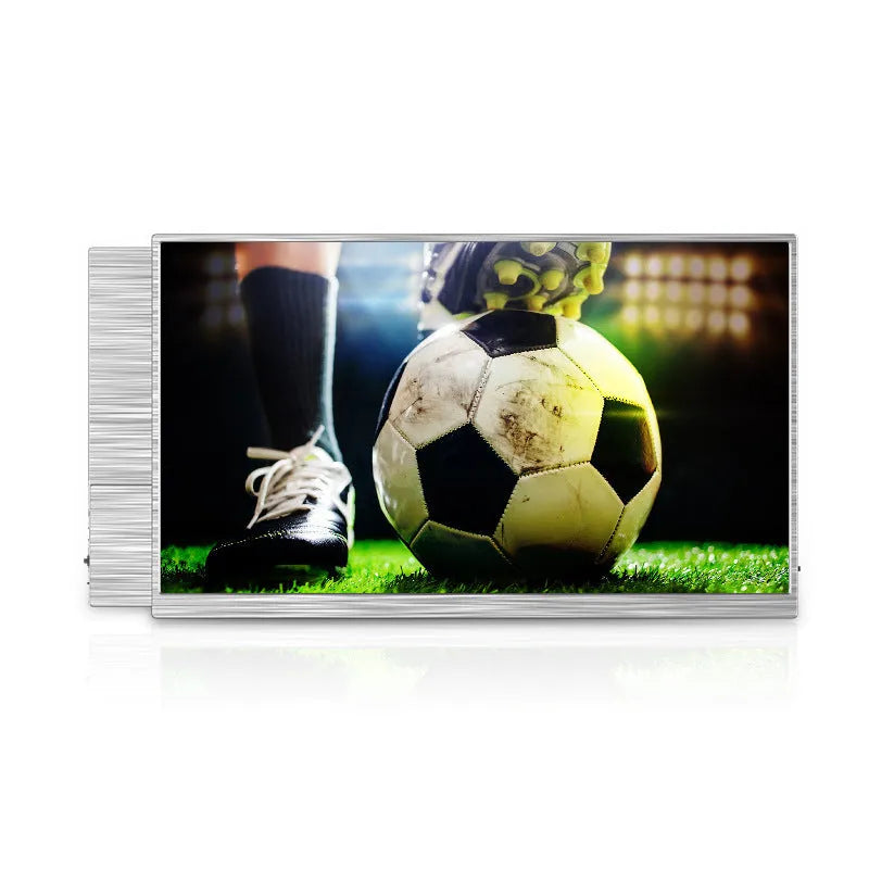 15-inch ultra-thin portable gaming monitor on a table with HDMI and USB cables.