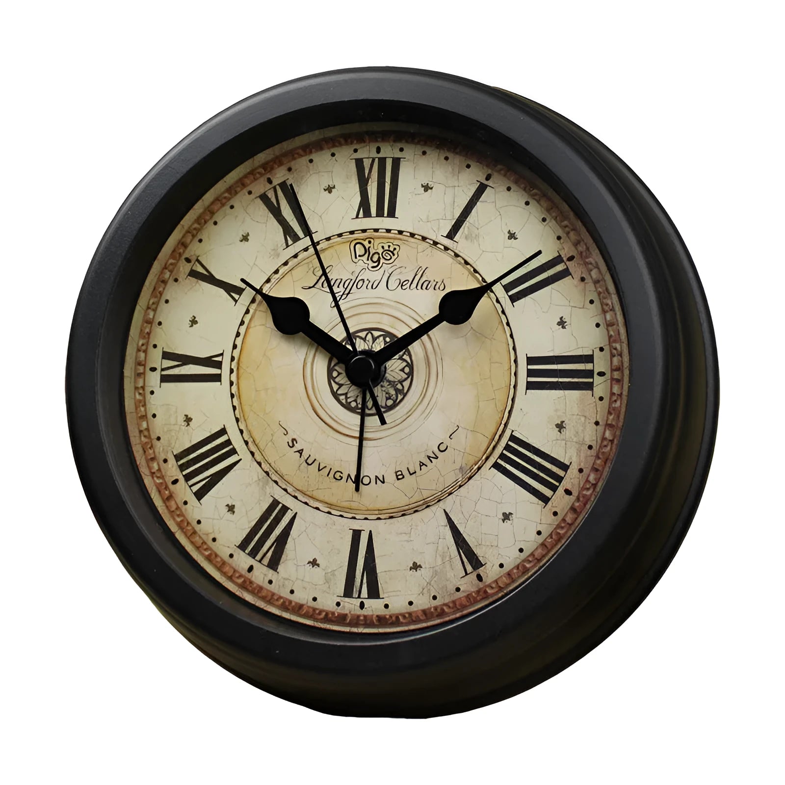 European retro style 6-inch round desk clock with silent sweep movement and battery operation