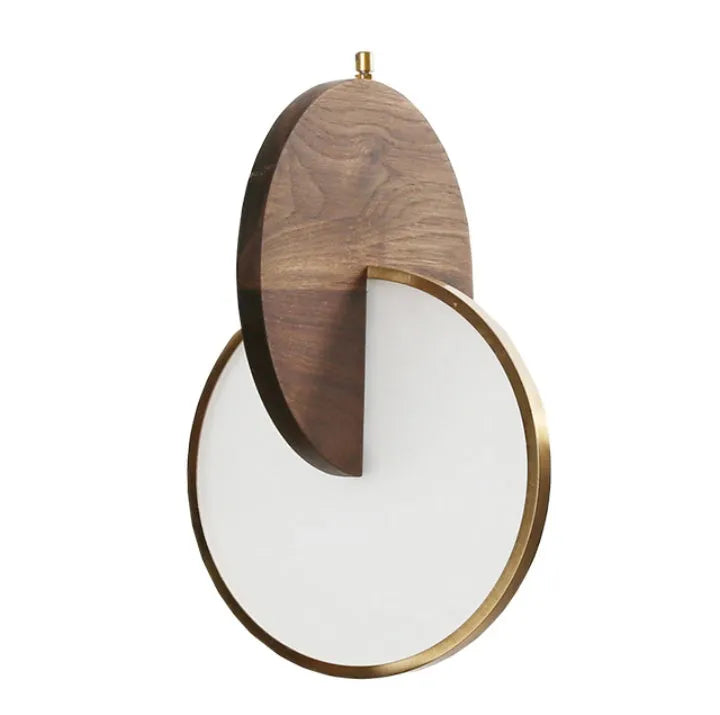 Long-line solid walnut wood wall chandelier with a carved finish in a simple modern style.