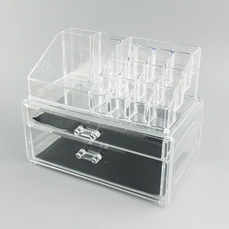 Clear foldable acrylic makeup storage box organiser with 18L capacity