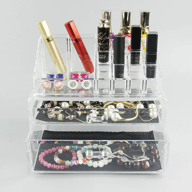 Clear foldable acrylic makeup storage box organiser with 18L capacity
