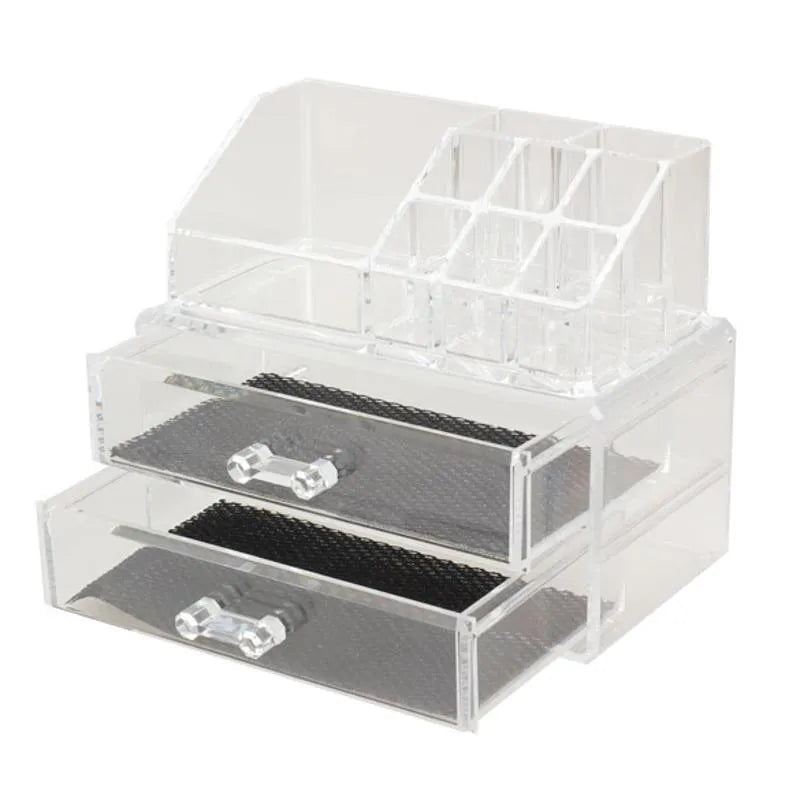 Clear foldable acrylic makeup storage box organiser with 18L capacity