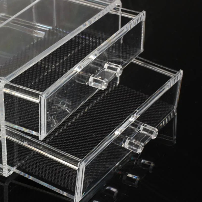 Clear foldable acrylic makeup storage box organiser with 18L capacity