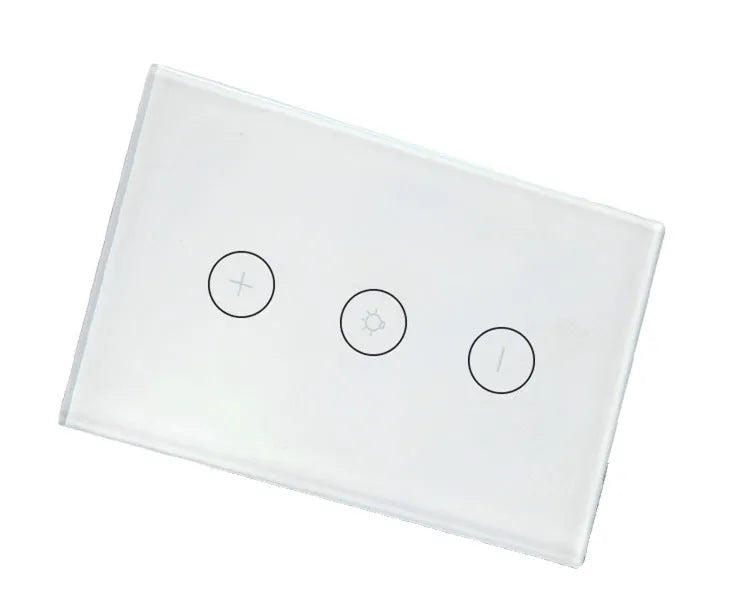 Black or white 120-type smart wifi dimmer switch with tempered glass touch panel.