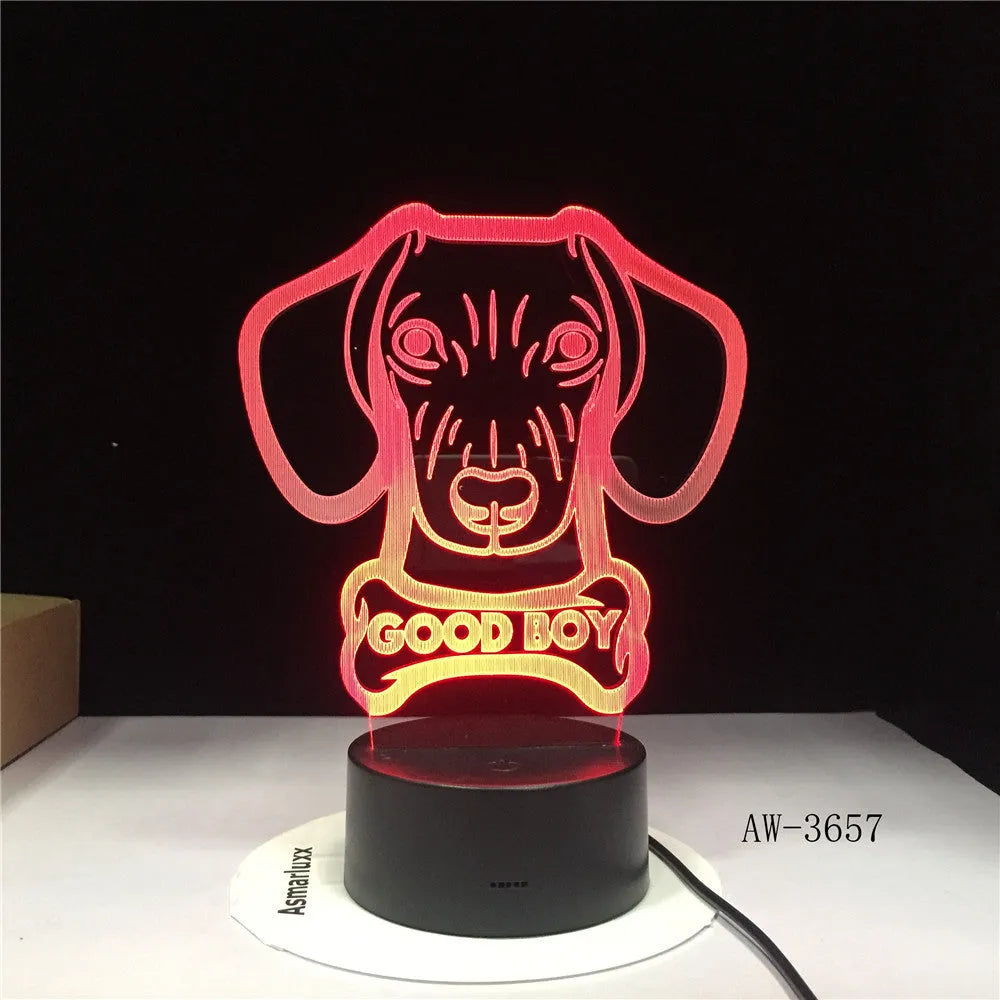 Colourful gradient LED table lamp with acrylic shade and remote control on wooden surface