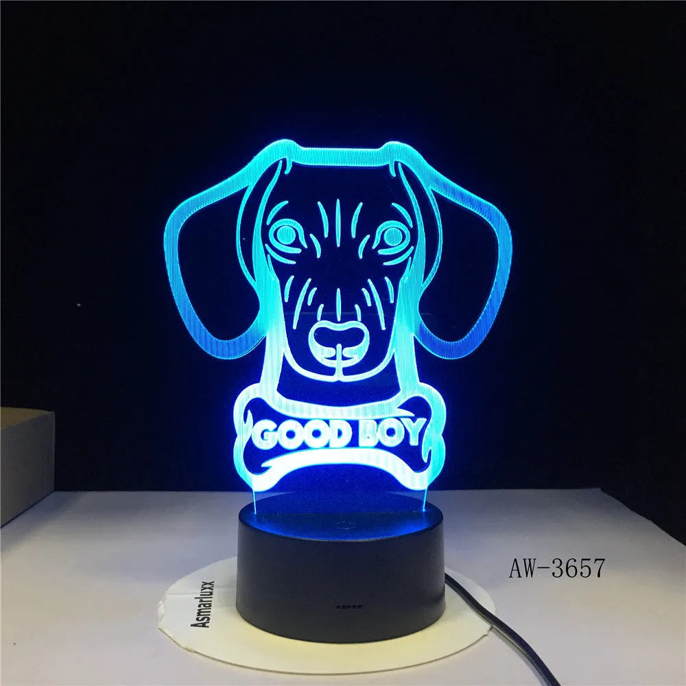 Colourful gradient LED table lamp with acrylic shade and remote control on wooden surface