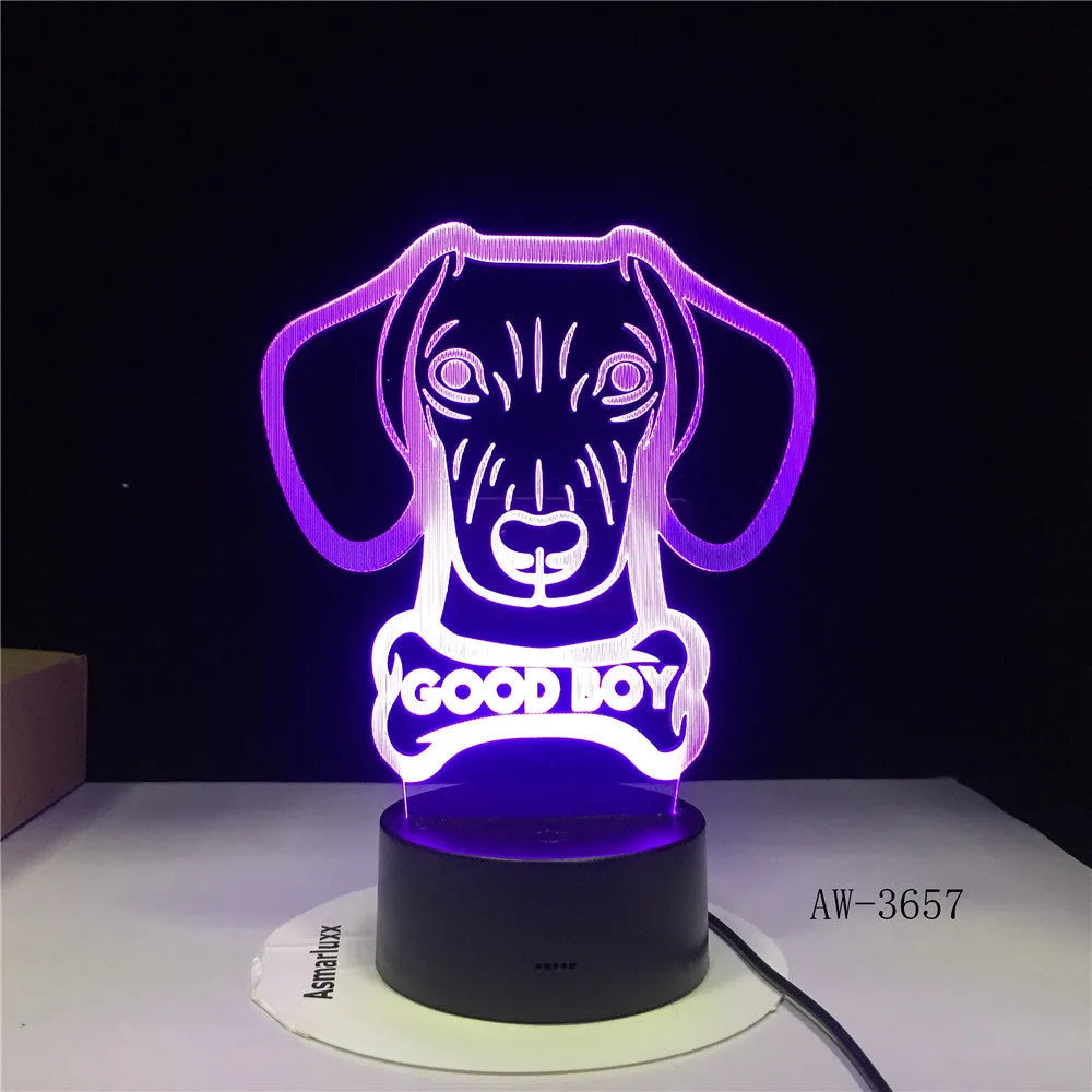 Colourful gradient LED table lamp with acrylic shade and remote control on wooden surface
