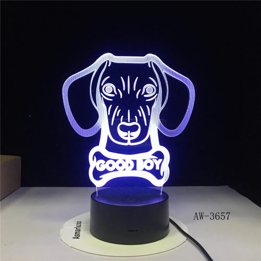 Colourful gradient LED table lamp with acrylic shade and remote control on wooden surface