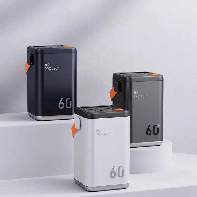 Outdoor mobile power bank with 60000mAh capacity in grey, pink, blue, or white colours