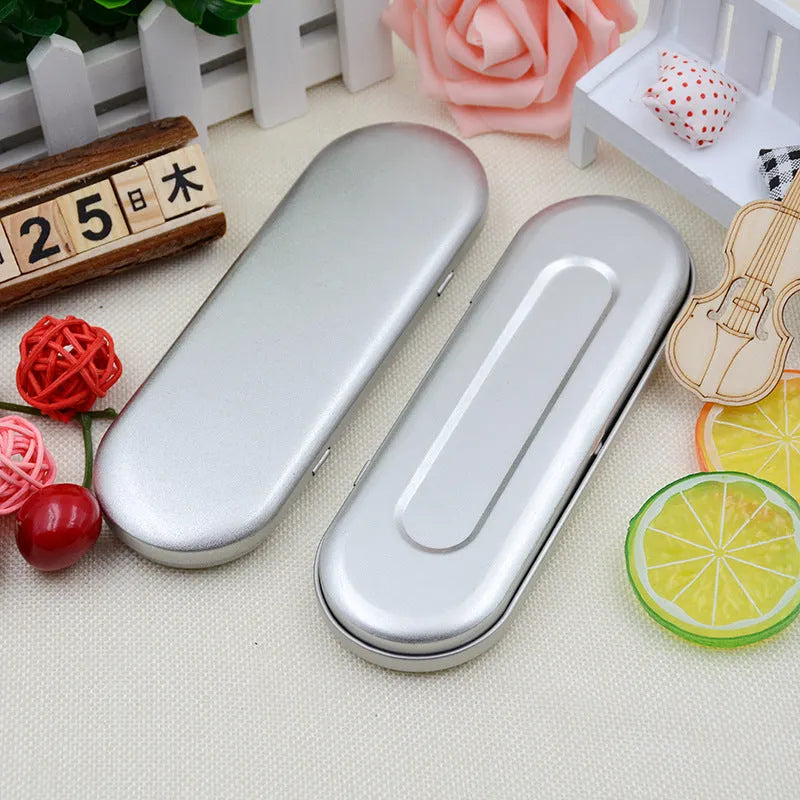 Rectangular tinplate cosmetic box 175x60x18mm frosted iron offset printing for pen storage