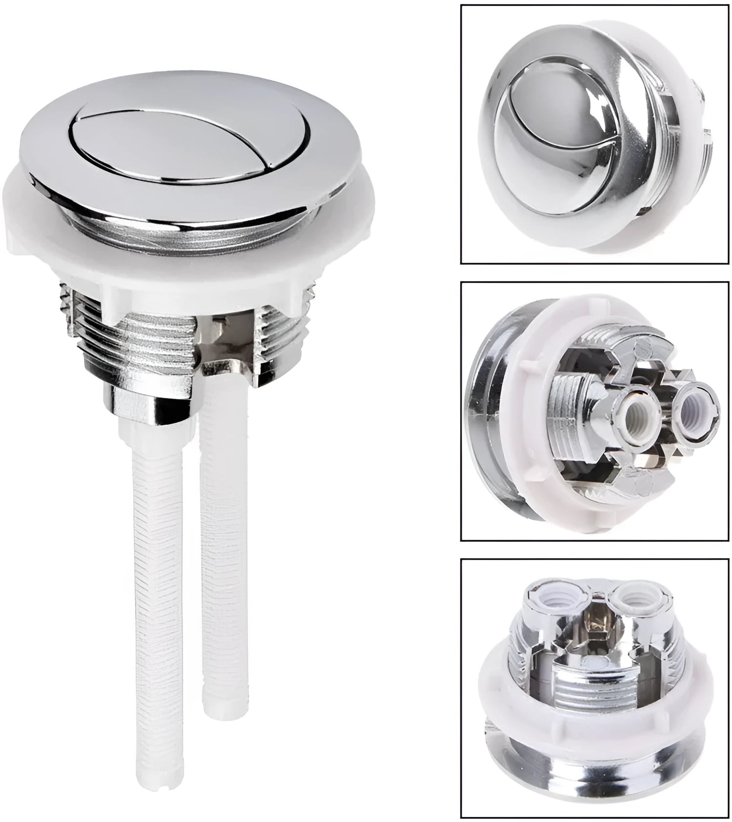38mm diameter white ABS plastic toilet flush button for one-piece toilet cistern replacement