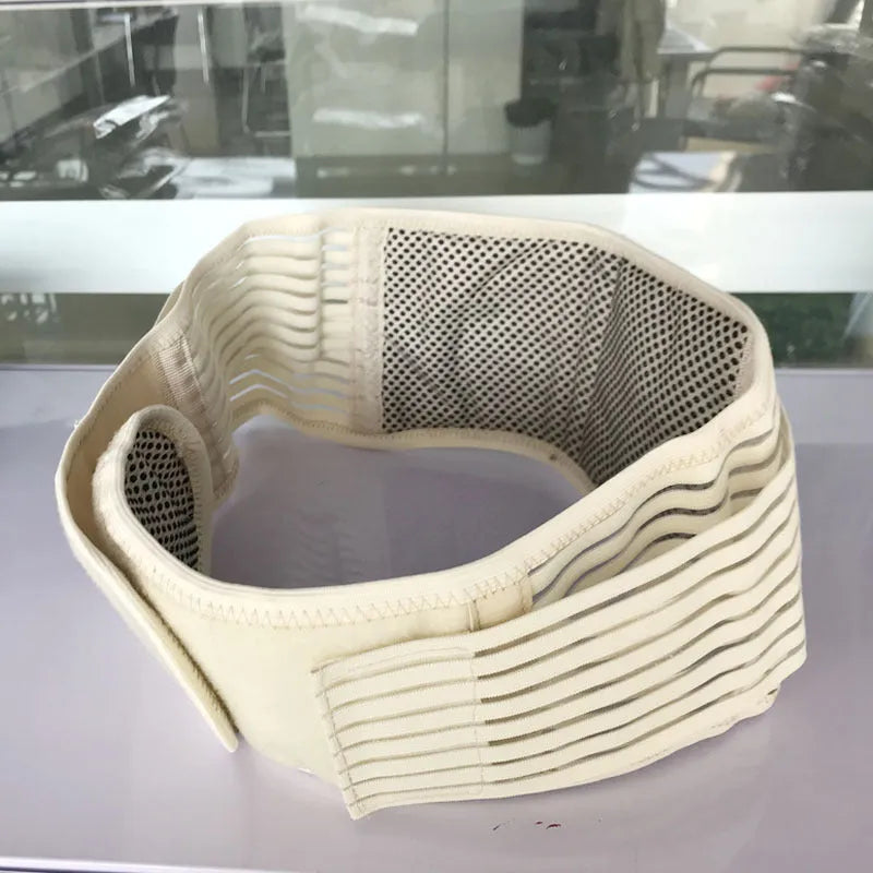 Self-heating magnetic waist protection belt in elastic cloth for lumbar muscle strain support