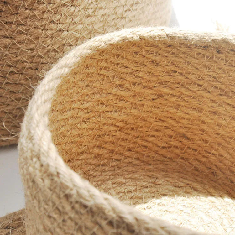 Japanese style linen fabric storage basket with dustproof cover in three sizes