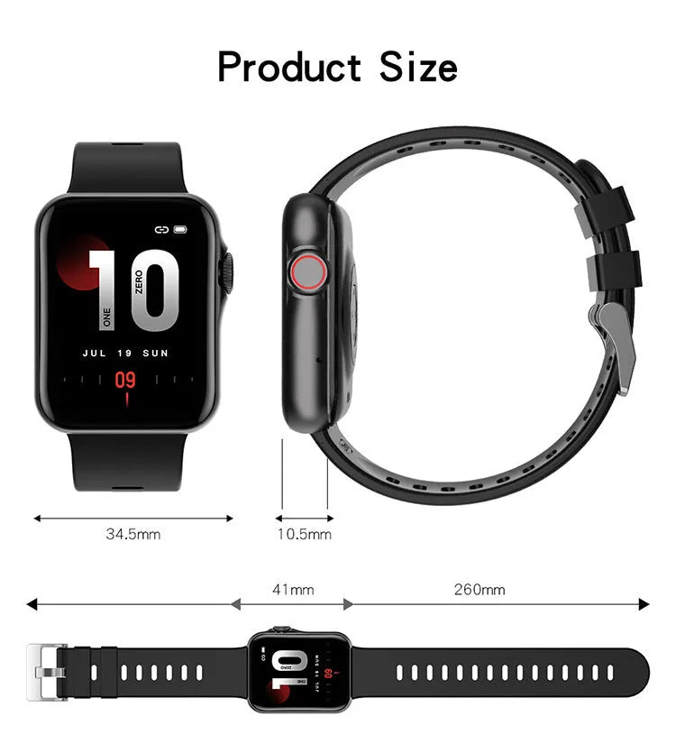 D06 smart watch with colour screen and black liquid silicone strap on a wrist