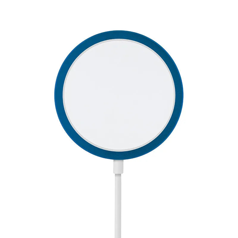 Magsafe magnetic wireless charger for iPhone 12 and 13 series in silver, black, blue, or red colour