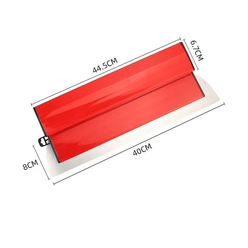 Red 40 cm wall levelling scraper for putty removal and wallpaper preparation