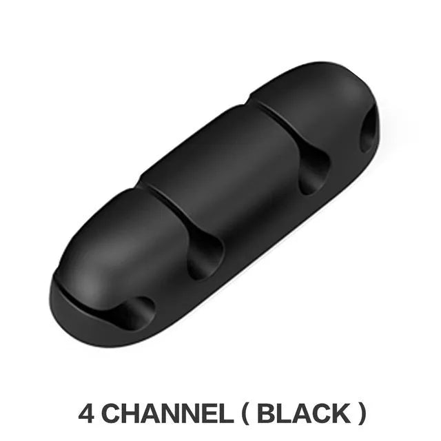 Desktop silicone cable organizer with bilateral winding clip and 7mm aperture for cables