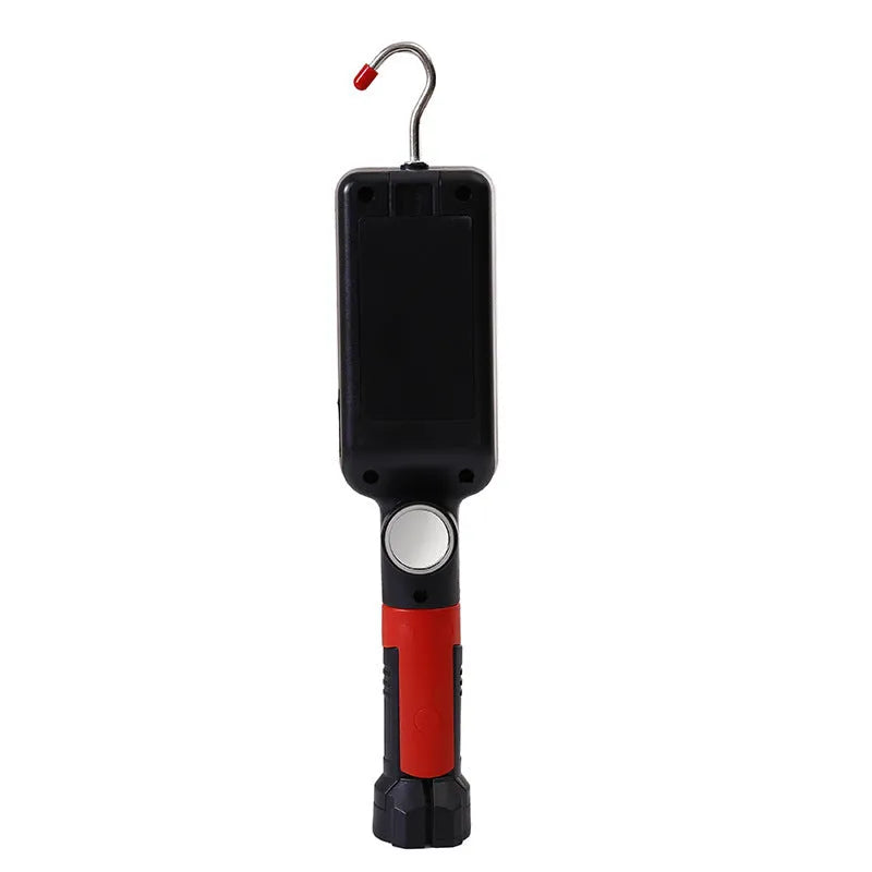 COB red portable flashlight with magnetic hook and USB charging cable
