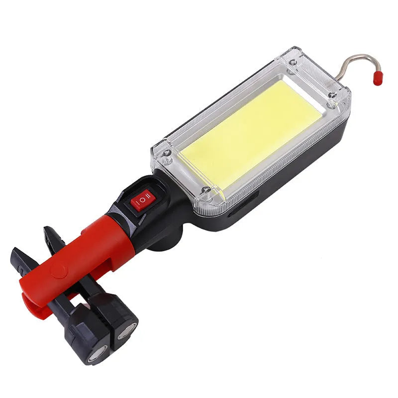 COB red portable flashlight with magnetic hook and USB charging cable