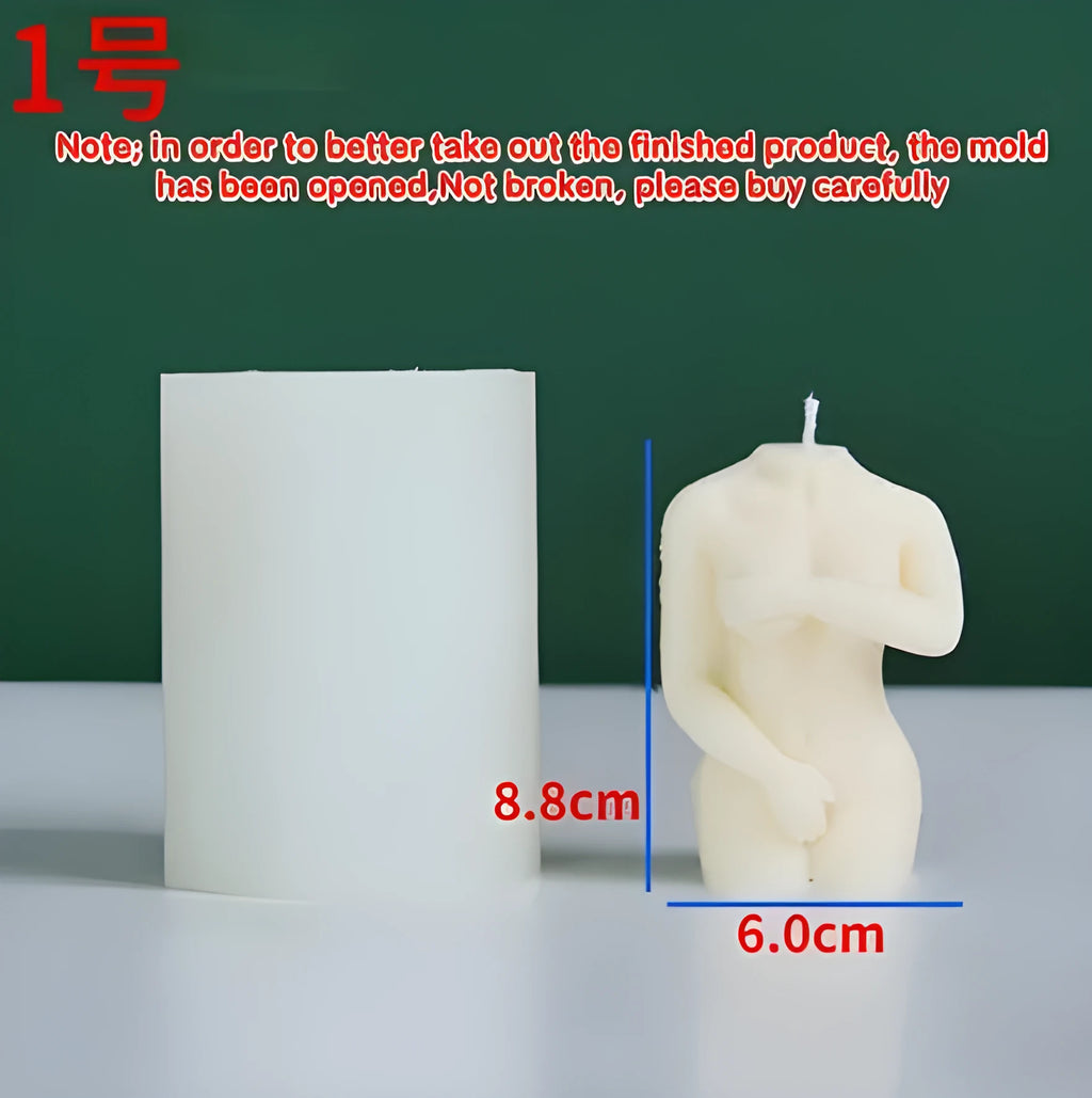 Shy Female Body silicone mould for candles and soap in three different silhouette styles