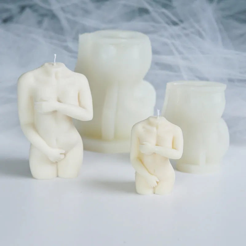Shy Female Body silicone mould for candles and soap in three different silhouette styles
