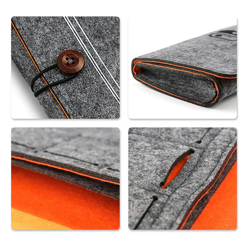 Black Nintendo Switch soft felt carrying pouch case showing game cartridge slots and double storage layers.