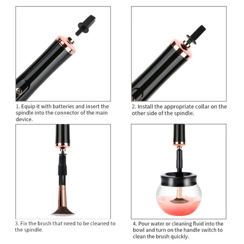Electric scrubber makeup brush tool automatic cleaner with silicone case in white red and black