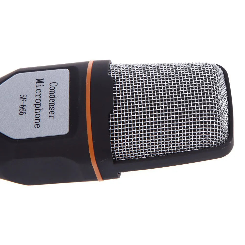 Black wired computer microphone with clip mount and 1.85 metre cable for PC chatting and karaoke