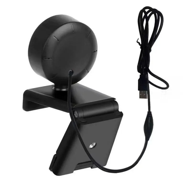A 2K resolution USB webcam with a built-in LED fill light ring and microphone on a black ABS plastic housing.