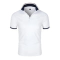 Men's short-sleeve polo shirt in solid colour with lapel collar for casual business wear