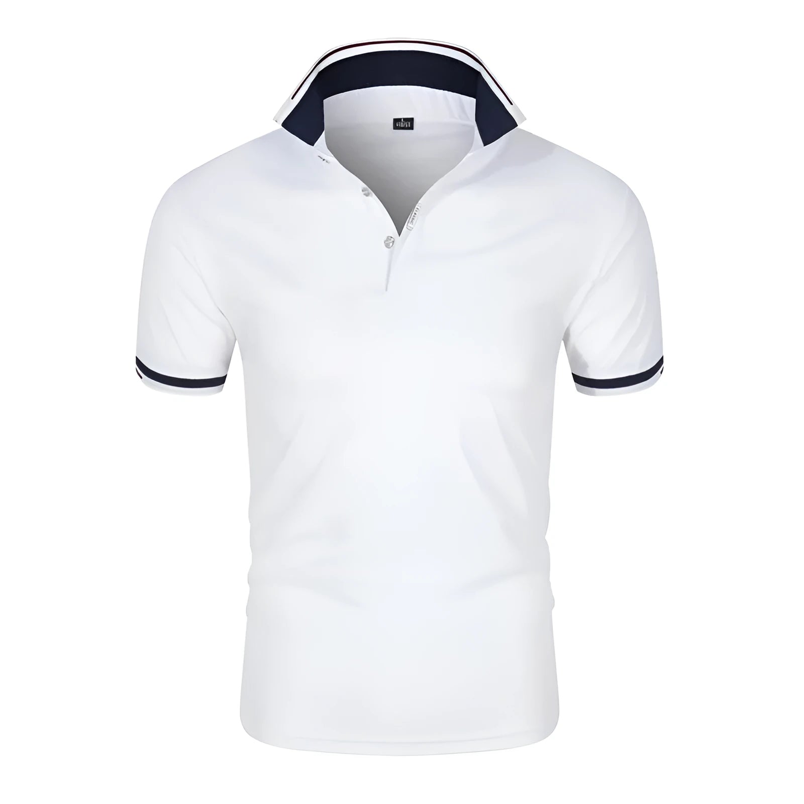 Men's short-sleeve polo shirt in solid colour with lapel collar for casual business wear