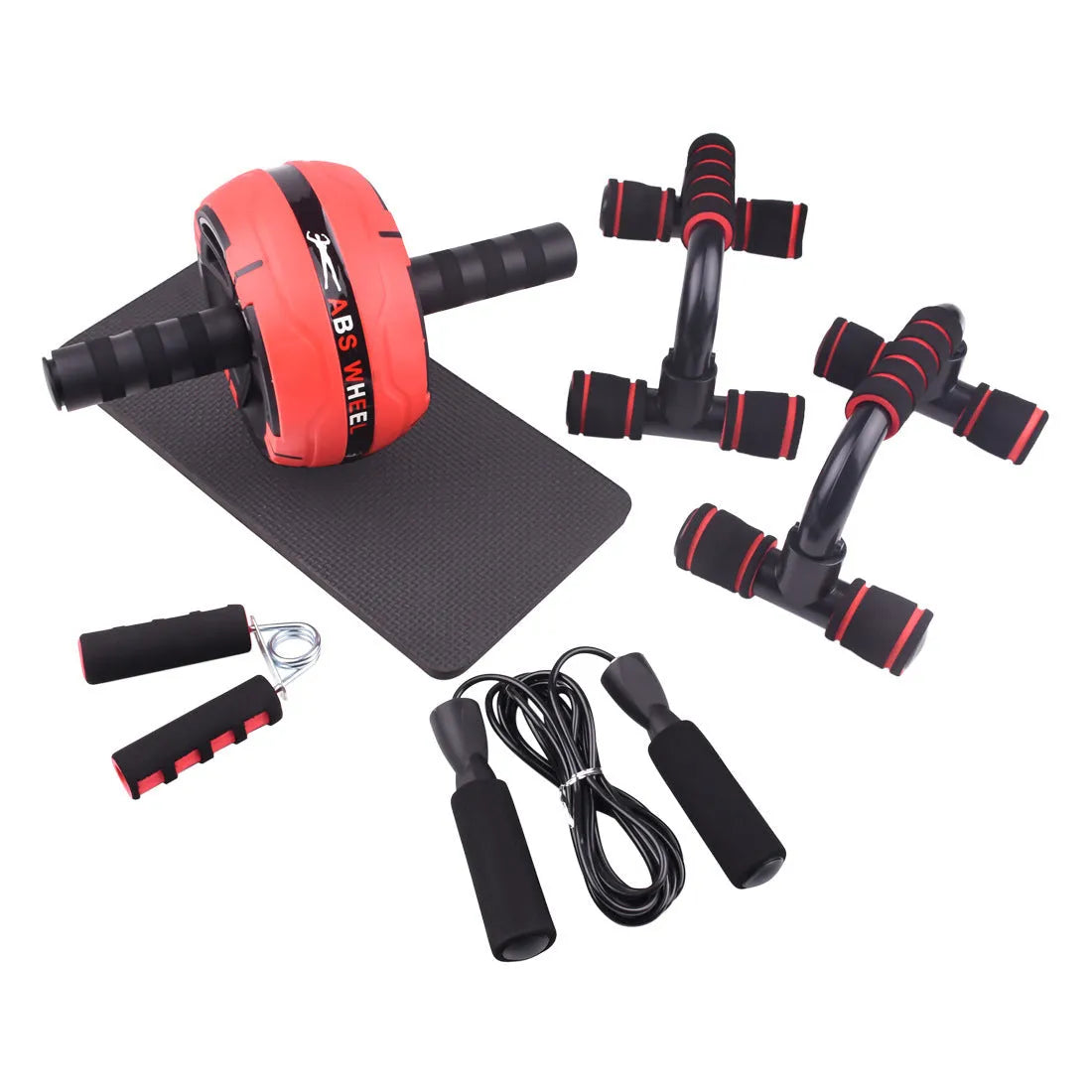 Resistance bands push-up bar set with abdominal fitness machine in choice of colours