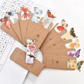 Set of butterfly design paper bookmarks on a white background, showing their 13.5cm length.