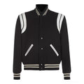 Men's aviator jacket with black and white stitching, cotton filling, extended length, available in black, grey, pure black
