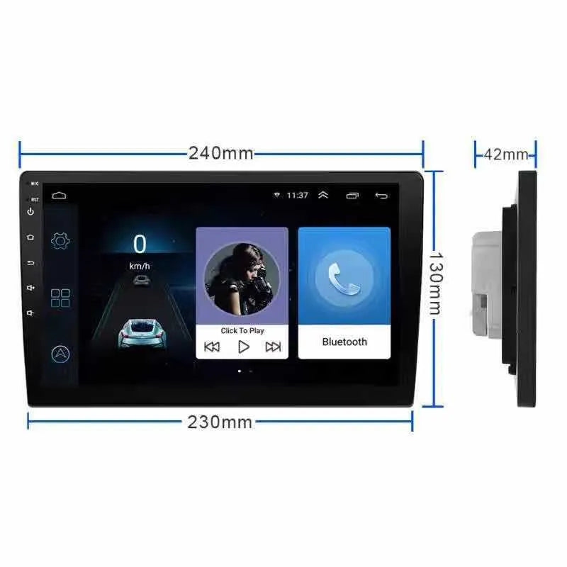 Black GM car navigator with large rotating LCD screen and Android system on dashboard
