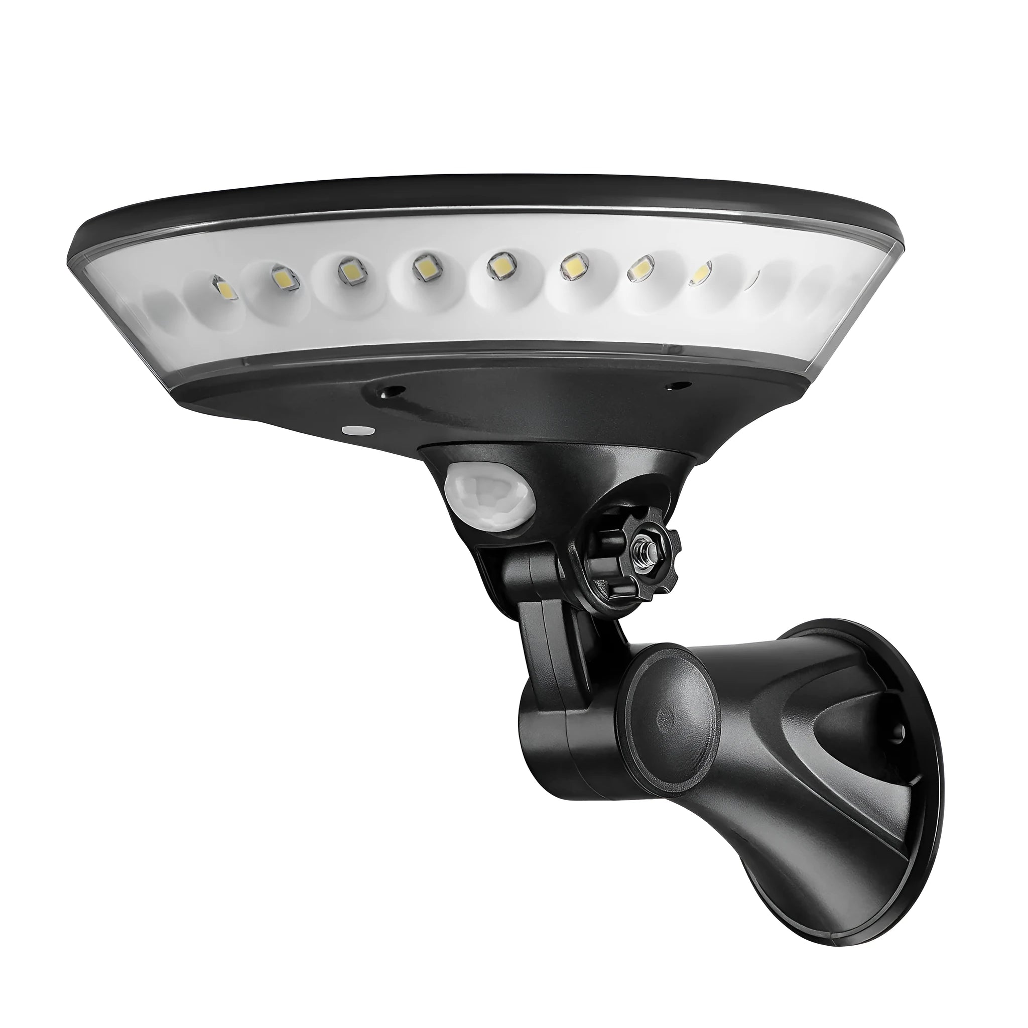 360-degree solar garden light with motion sensor in outdoor setting