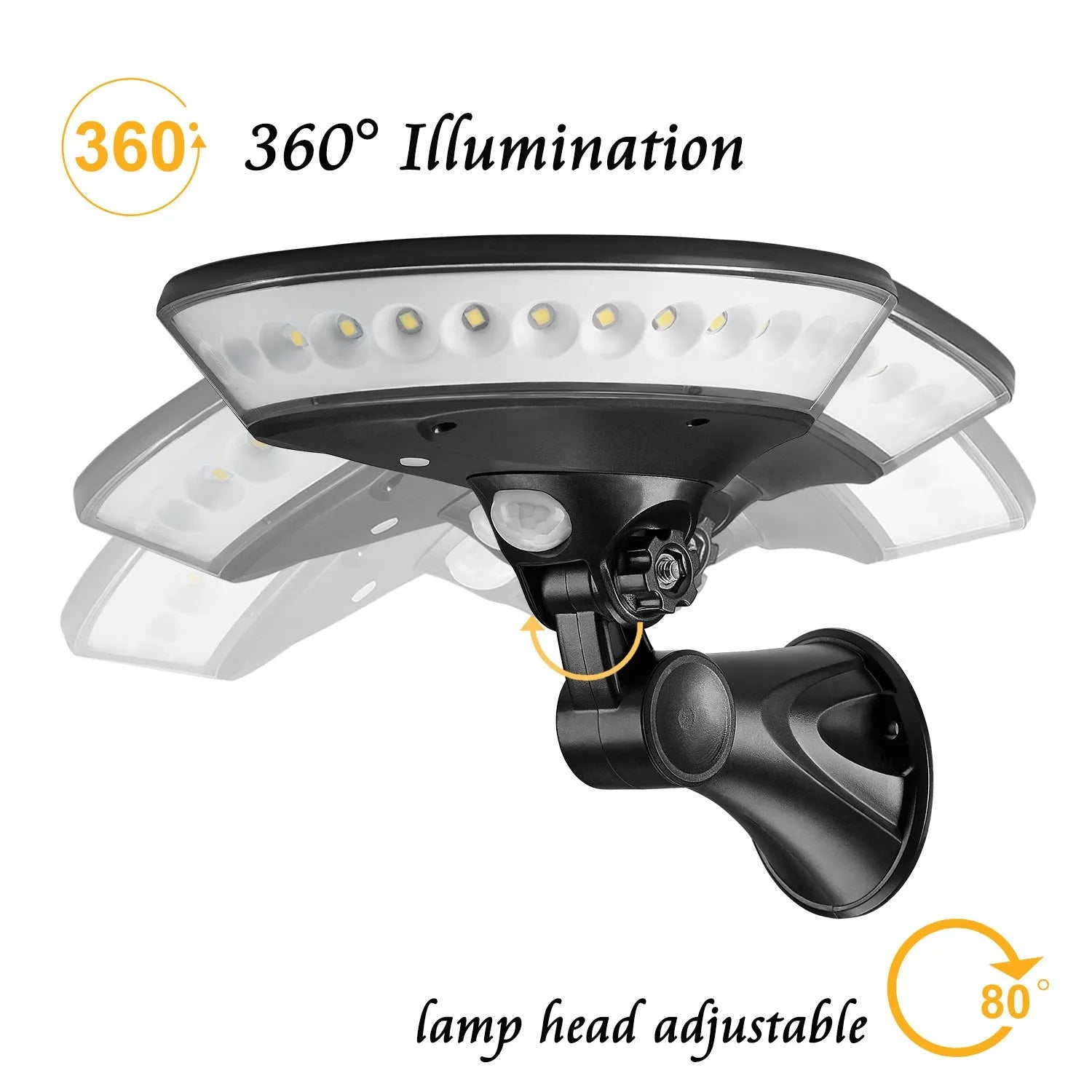 360-degree solar garden light with motion sensor in outdoor setting
