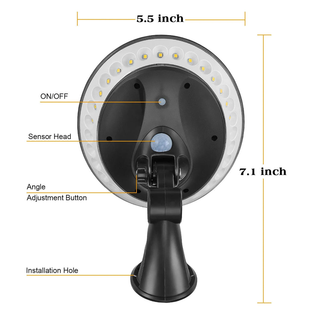 360-degree solar garden light with motion sensor in outdoor setting
