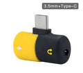 Blue Huawei phone charging case with 3.5mm audio adapter for simultaneous charging and headphone connection