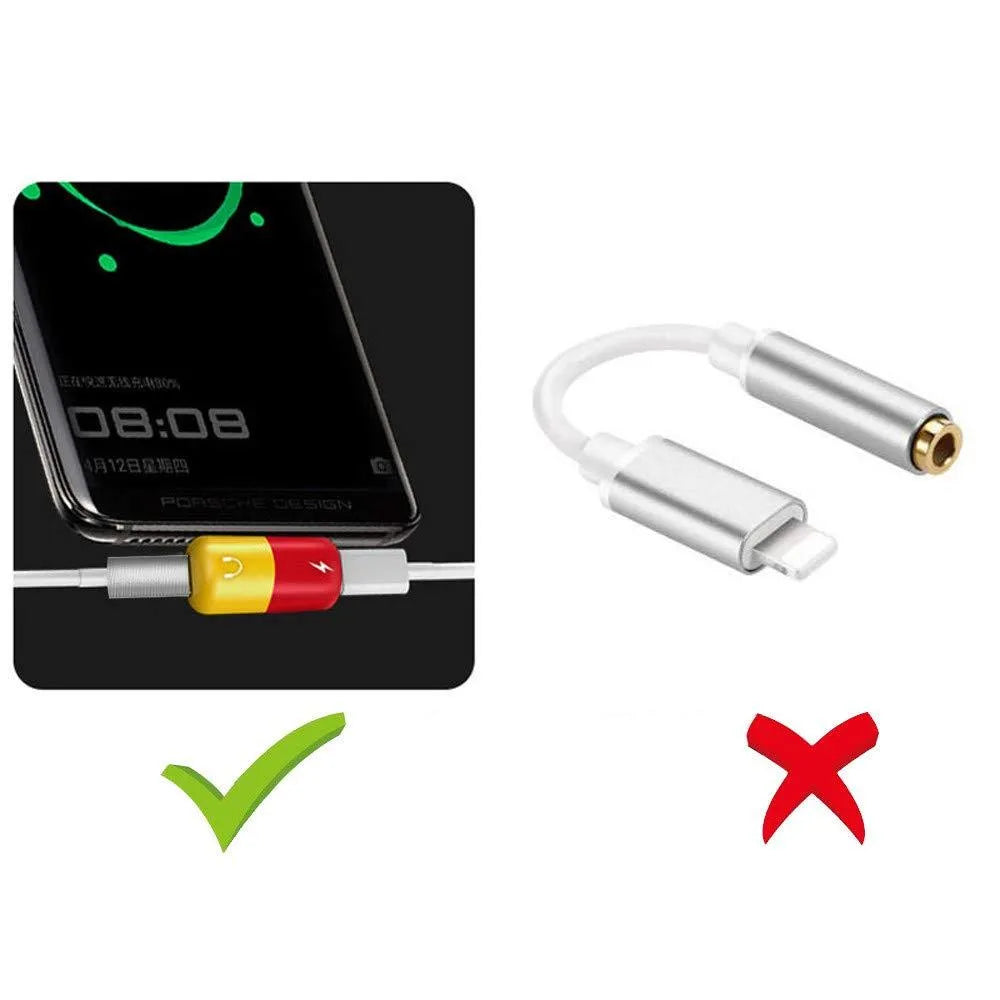 Blue Huawei phone charging case with 3.5mm audio adapter for simultaneous charging and headphone connection