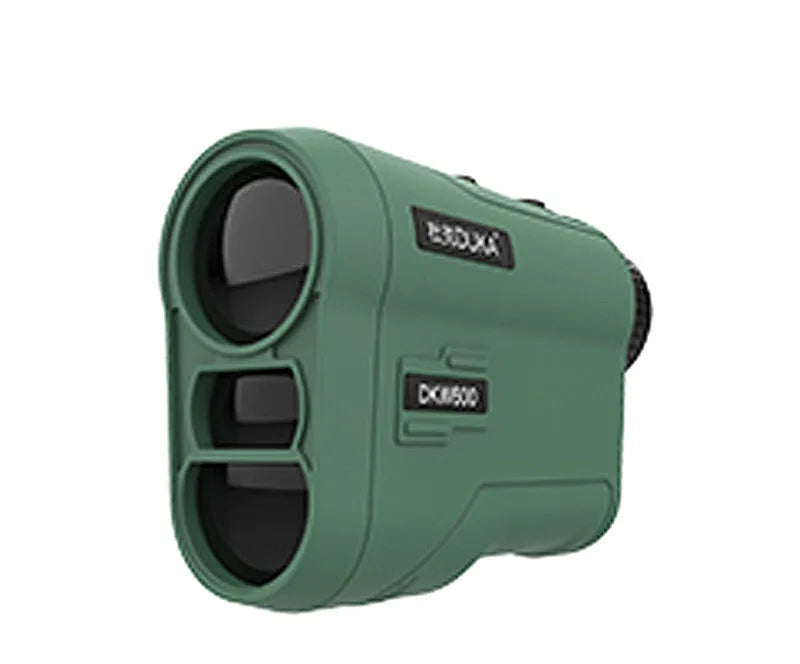 A laser ranging telescope for golf and outdoor distance measurement showing model options for 600m and 800m range.