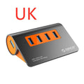 Dark grey and orange aluminium USB 3.1 laptop hub with four ports and 100cm cable